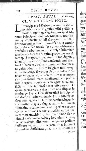 Iusti RickI ... Primitiae epistolicæ, ad Jtalos & Belgas, quive in ijs locis. Ill.mo ... D. Michaeli Angelo Tunto, S.R.E. cardinali ... centuria prima