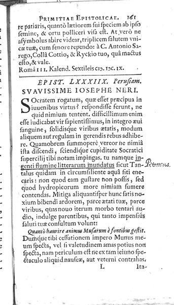 Iusti RickI ... Primitiae epistolicæ, ad Jtalos & Belgas, quive in ijs locis. Ill.mo ... D. Michaeli Angelo Tunto, S.R.E. cardinali ... centuria prima