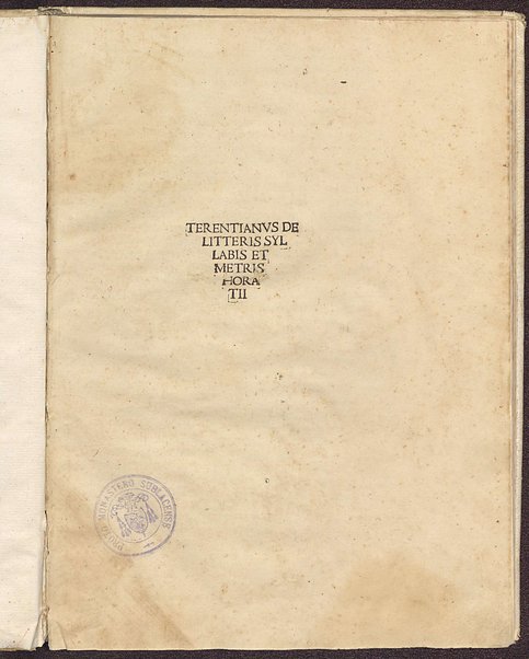 Terentianus De litteris syllabis et metris Horatii