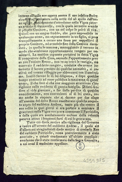 Relazione della sentenza di morte eseguita in Roma nella Piazza del Popolo il giorno 13 aprile 1818