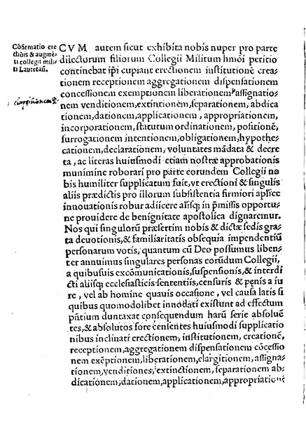 S.D.N.D. Iulii ... papa 3. Bulla confirmationis erectionis et augumenti Collegii D. militum Lauretanorum