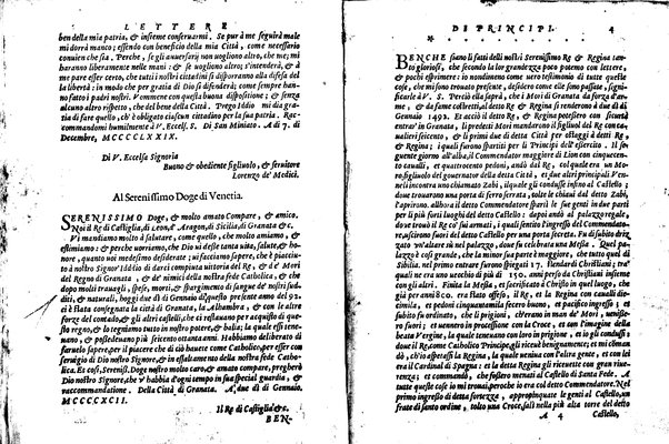 [Delle lettere di principi, le quali o si scriuono da principi, o a principi, o ragionano di principi. Libro primo [-terzo]. Di nuouo ricorrette, et secondo l'ordine de' tempi accomodate] 1