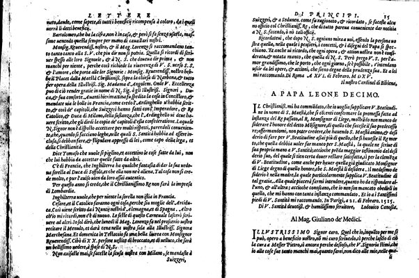 [Delle lettere di principi, le quali o si scriuono da principi, o a principi, o ragionano di principi. Libro primo [-terzo]. Di nuouo ricorrette, et secondo l'ordine de' tempi accomodate] 1