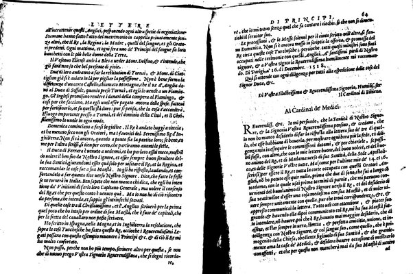 [Delle lettere di principi, le quali o si scriuono da principi, o a principi, o ragionano di principi. Libro primo [-terzo]. Di nuouo ricorrette, et secondo l'ordine de' tempi accomodate] 1