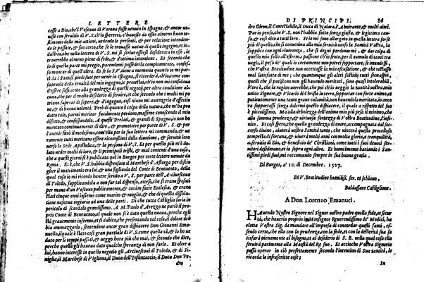 [Delle lettere di principi, le quali o si scriuono da principi, o a principi, o ragionano di principi. Libro primo [-terzo]. Di nuouo ricorrette, et secondo l'ordine de' tempi accomodate] 1