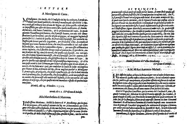 [Delle lettere di principi, le quali o si scriuono da principi, o a principi, o ragionano di principi. Libro primo [-terzo]. Di nuouo ricorrette, et secondo l'ordine de' tempi accomodate] 1