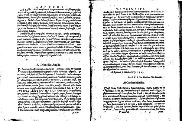 [Delle lettere di principi, le quali o si scriuono da principi, o a principi, o ragionano di principi. Libro primo [-terzo]. Di nuouo ricorrette, et secondo l'ordine de' tempi accomodate] 1