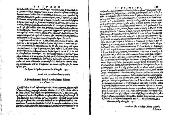 [Delle lettere di principi, le quali o si scriuono da principi, o a principi, o ragionano di principi. Libro primo [-terzo]. Di nuouo ricorrette, et secondo l'ordine de' tempi accomodate] 1