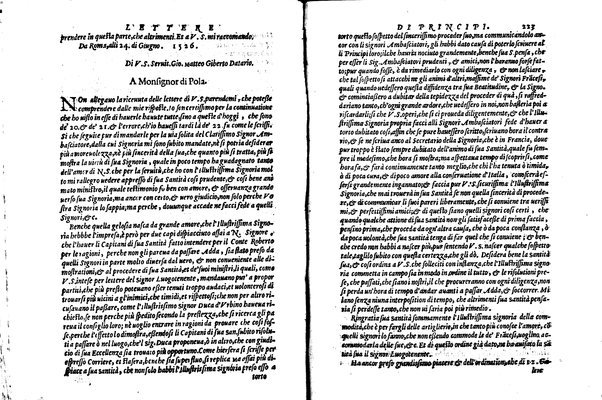 [Delle lettere di principi, le quali o si scriuono da principi, o a principi, o ragionano di principi. Libro primo [-terzo]. Di nuouo ricorrette, et secondo l'ordine de' tempi accomodate] 1