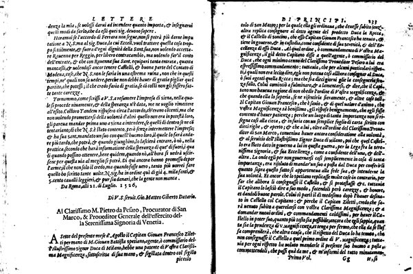 [Delle lettere di principi, le quali o si scriuono da principi, o a principi, o ragionano di principi. Libro primo [-terzo]. Di nuouo ricorrette, et secondo l'ordine de' tempi accomodate] 1