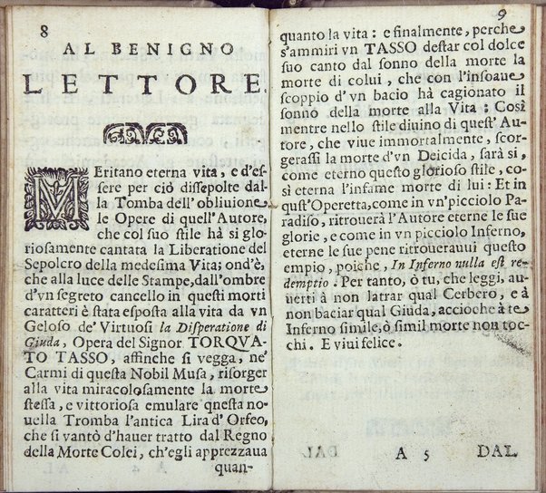 La disperazione di Giuda poemetto postumo del signor Torquato Tasso , impresso la prima volta in Milano l'anno 1628