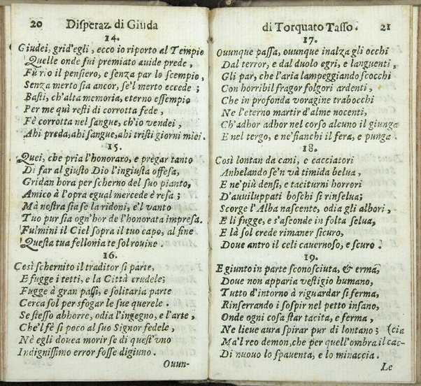 La disperazione di Giuda poemetto postumo del signor Torquato Tasso , impresso la prima volta in Milano l'anno 1628