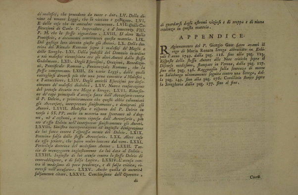 Animavversioni critiche sopra il notturno congresso delle lammie, per modo di lettera indiritte ad un letterato. S'aggiugne il Discorso del P. Gaar sulla strega d'Erbipoli, la Risposta delle stesso alle Note, il Ragguaglio sulla strega di Salisburgo e il Compendio storico della stregheria