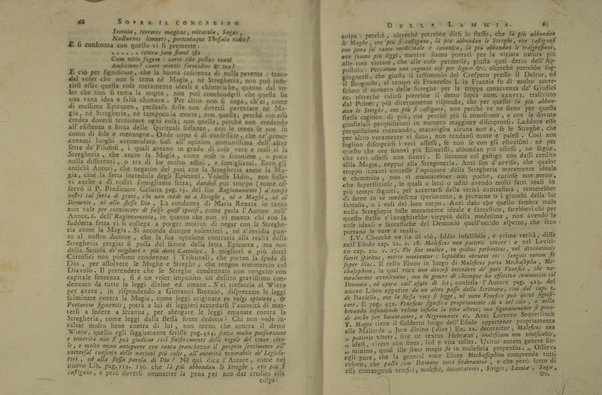 Animavversioni critiche sopra il notturno congresso delle lammie, per modo di lettera indiritte ad un letterato. S'aggiugne il Discorso del P. Gaar sulla strega d'Erbipoli, la Risposta delle stesso alle Note, il Ragguaglio sulla strega di Salisburgo e il Compendio storico della stregheria