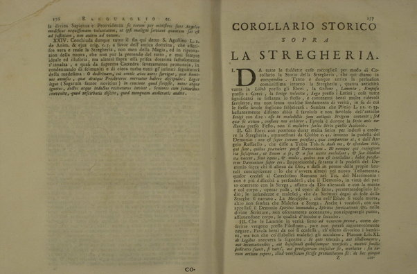 Animavversioni critiche sopra il notturno congresso delle lammie, per modo di lettera indiritte ad un letterato. S'aggiugne il Discorso del P. Gaar sulla strega d'Erbipoli, la Risposta delle stesso alle Note, il Ragguaglio sulla strega di Salisburgo e il Compendio storico della stregheria