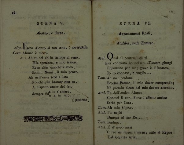 La vergine del sole dramma serio per musica da rappresentarsi nel teatro Filarmonico di Verona il carnovale dell'anno corrente 1808