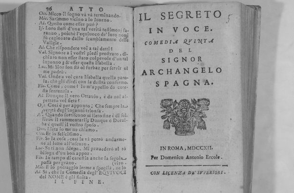 Il segreto in voce. Comedia quinta del signor Archangelo Spagna