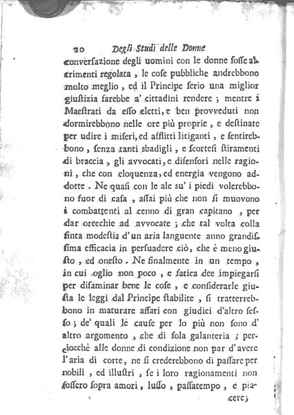 [Trattato degli studj delle donne, in due parti diviso, opera d'un'Accademico Intronato, dedicata a sua eccellenza la N.D. procuratessa Lisabetta Cornara Foscarini. Parte prima [-seconda]] 1