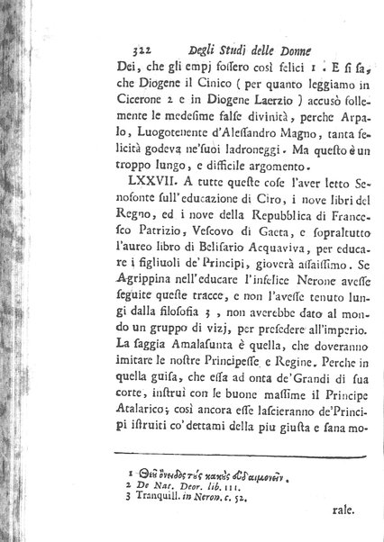 [Trattato degli studj delle donne, in due parti diviso, opera d'un'Accademico Intronato, dedicata a sua eccellenza la N.D. procuratessa Lisabetta Cornara Foscarini. Parte prima [-seconda]] 1