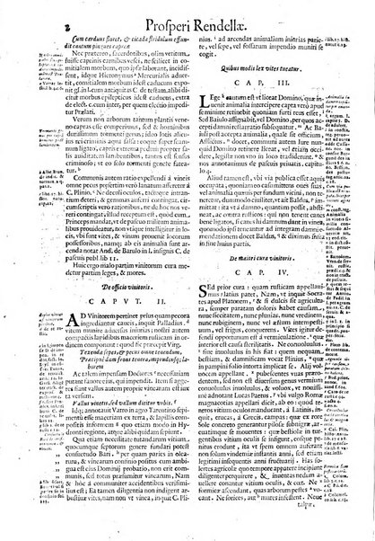 Tractatus de vinea, vindemia, et vino. Prospero Rendella Monopolitano I.C. celeberrimo authore. In quo quae ad vineae tutelam & culturam, vindemiae opus, vinitoris documenta pertinent; ac plures quaestiones, & leges, animaduertuntur, & dilucidè explicantur. Nec non vini genera plurima ac de vini commercio et vsu solerti cura proponuntur.... Cum indice capitum, & rerum notatu dignarum, quae in opere continentur