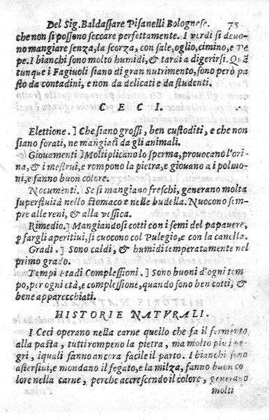 Trattato della natura de' cibi, et del bere, del sig. Baldassarre Pisanelli medico bolognese. ...