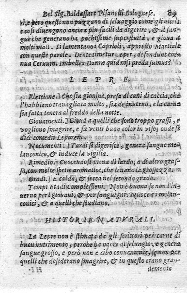 Trattato della natura de' cibi, et del bere, del sig. Baldassarre Pisanelli medico bolognese. ...