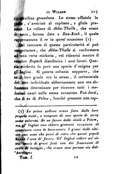 [Relazione delle isole Pelew situate nella parte occidentale dell'Oceano Pacifico composta sui giornali, e sulle notizie comunicate dal capitano Enrico Wilson ... Versione dal francese dal sig. Natale Pianazza corredata dal ritratto dell'autore, di una carta geografica, e di rami colorati. Vol 1. [-2.]] 1