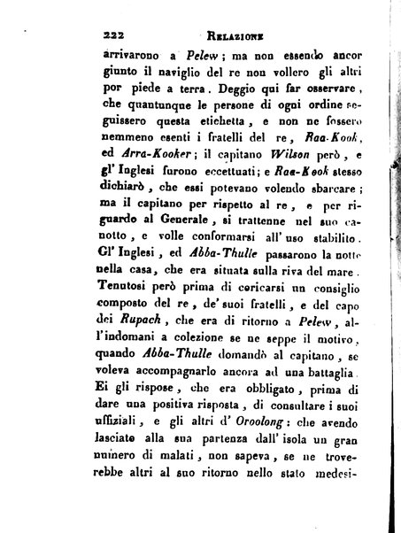 [Relazione delle isole Pelew situate nella parte occidentale dell'Oceano Pacifico composta sui giornali, e sulle notizie comunicate dal capitano Enrico Wilson ... Versione dal francese dal sig. Natale Pianazza corredata dal ritratto dell'autore, di una carta geografica, e di rami colorati. Vol 1. [-2.]] 1