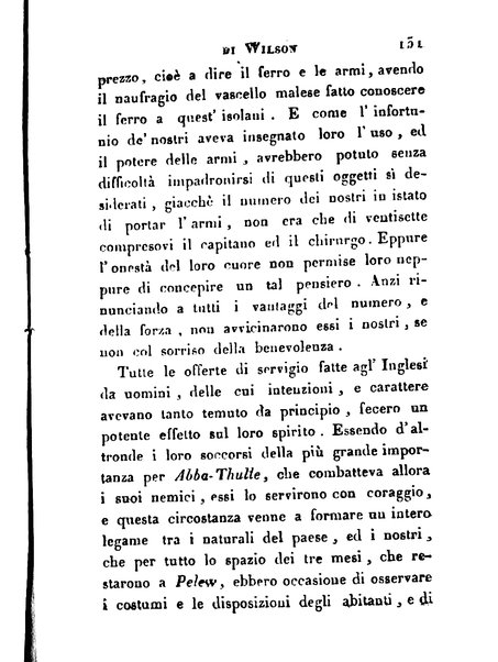 [Relazione delle isole Pelew situate nella parte occidentale dell'Oceano Pacifico composta sui giornali, e sulle notizie comunicate dal capitano Enrico Wilson ... Versione dal francese dal sig. Natale Pianazza corredata dal ritratto dell'autore, di una carta geografica, e di rami colorati. Vol 1. [-2.]] 2