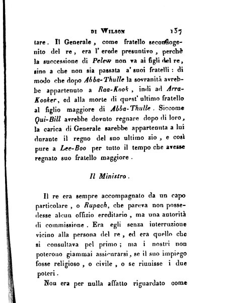 [Relazione delle isole Pelew situate nella parte occidentale dell'Oceano Pacifico composta sui giornali, e sulle notizie comunicate dal capitano Enrico Wilson ... Versione dal francese dal sig. Natale Pianazza corredata dal ritratto dell'autore, di una carta geografica, e di rami colorati. Vol 1. [-2.]] 2