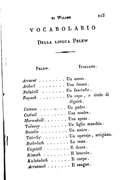 [Relazione delle isole Pelew situate nella parte occidentale dell'Oceano Pacifico composta sui giornali, e sulle notizie comunicate dal capitano Enrico Wilson ... Versione dal francese dal sig. Natale Pianazza corredata dal ritratto dell'autore, di una carta geografica, e di rami colorati. Vol 1. [-2.]] 2
