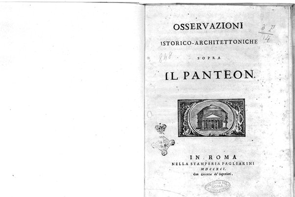 Osservazioni istorico-architettoniche sopra il Panteon