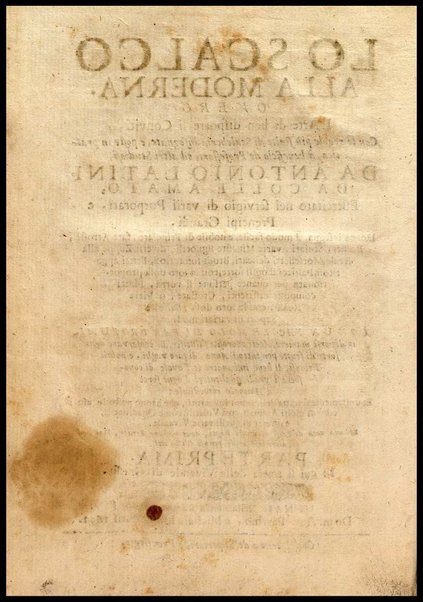 1: Parte prima in cui si tratta delle vivande di grasso