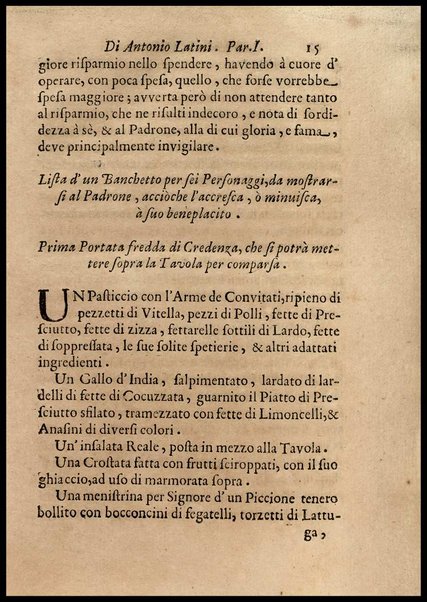 1: Parte prima in cui si tratta delle vivande di grasso