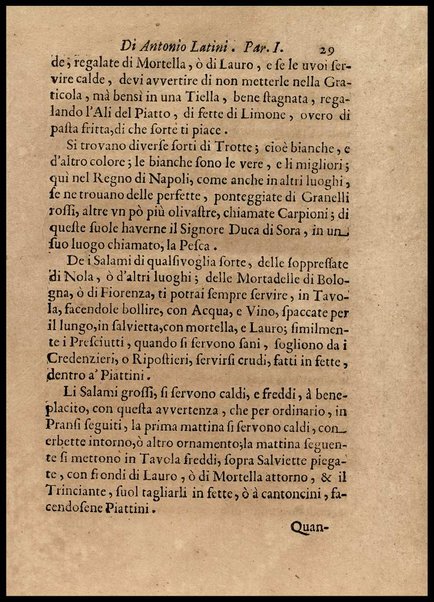 1: Parte prima in cui si tratta delle vivande di grasso