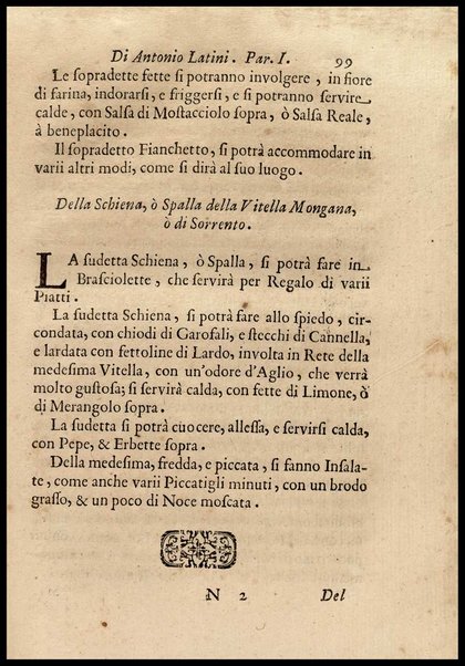 1: Parte prima in cui si tratta delle vivande di grasso