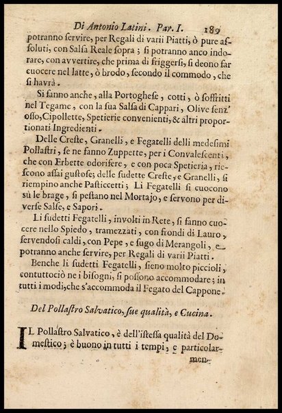 1: Parte prima in cui si tratta delle vivande di grasso