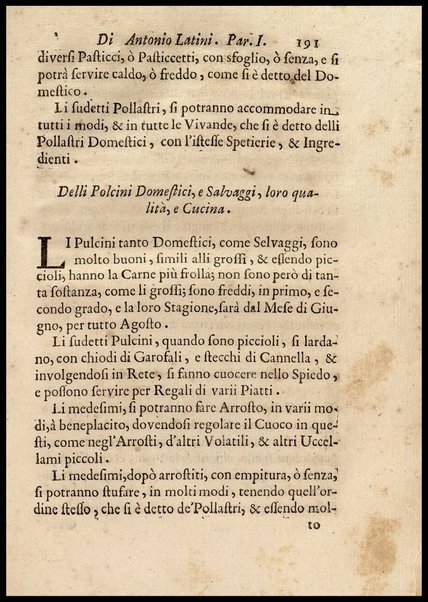 1: Parte prima in cui si tratta delle vivande di grasso