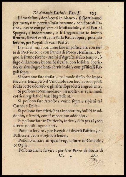 1: Parte prima in cui si tratta delle vivande di grasso