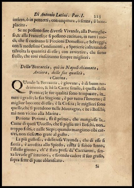 1: Parte prima in cui si tratta delle vivande di grasso