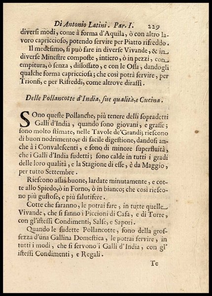 1: Parte prima in cui si tratta delle vivande di grasso