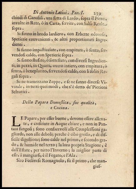 1: Parte prima in cui si tratta delle vivande di grasso