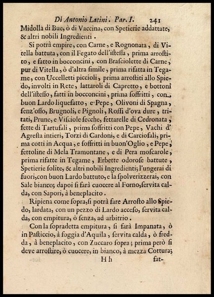 1: Parte prima in cui si tratta delle vivande di grasso