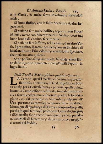 1: Parte prima in cui si tratta delle vivande di grasso