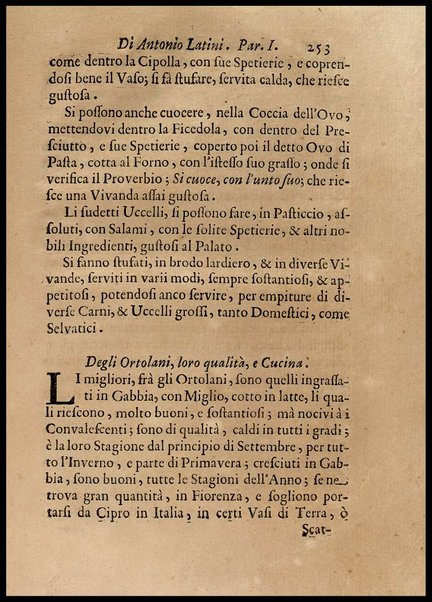 1: Parte prima in cui si tratta delle vivande di grasso