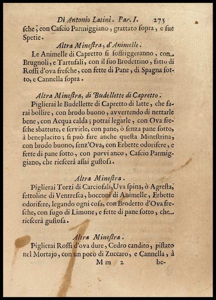 1: Parte prima in cui si tratta delle vivande di grasso