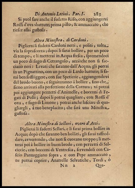 1: Parte prima in cui si tratta delle vivande di grasso