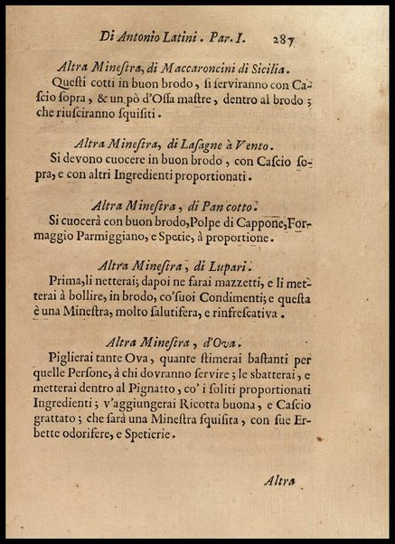 1: Parte prima in cui si tratta delle vivande di grasso