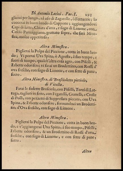 1: Parte prima in cui si tratta delle vivande di grasso