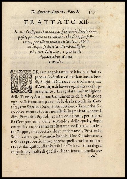 1: Parte prima in cui si tratta delle vivande di grasso